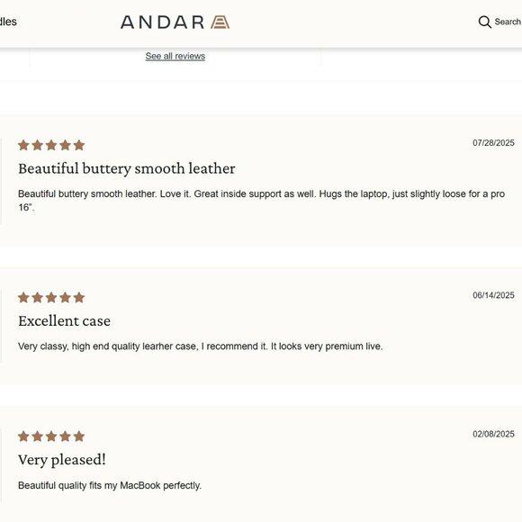 Andar Genuine Leather laptop case suitable for 14 inch laptop, iPad or tablet - Picture 8 of 8